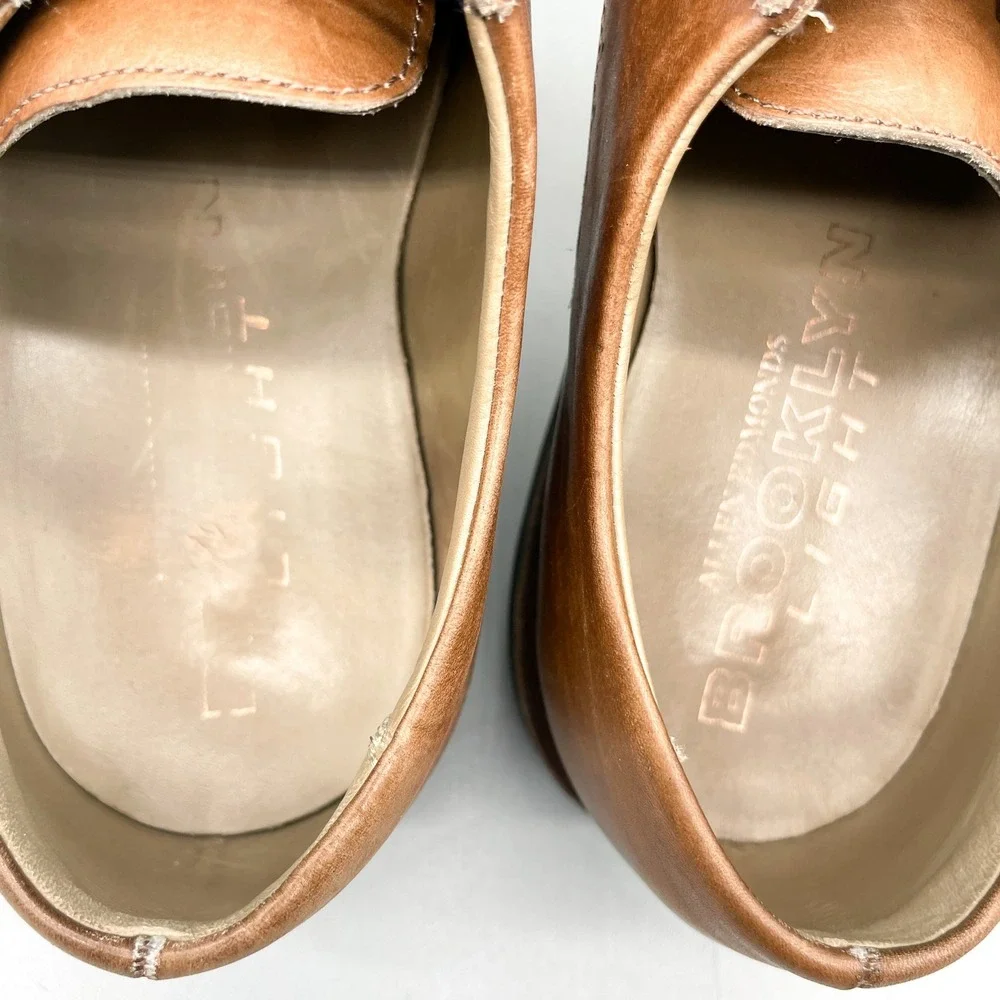 Allen Edmonds Brooklyn Light Derby Shoes Mens 10.5 Brown Leather Oxford Casual
